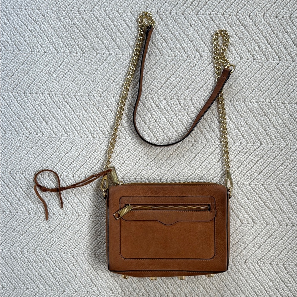 Rebecca Minkoff Brown Leather Crossbody Bag with Gold Details